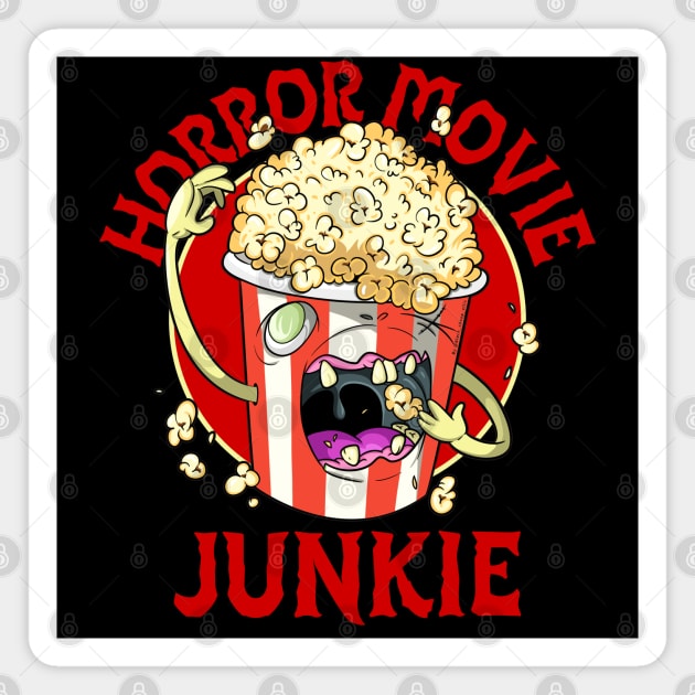 Scary Movie Loving Cute Popcorn Magnet by Trendy Black Sheep